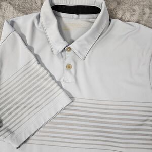 Nike Golf Dri FIT Mens Medium Grey Striped Tour Performance Polo Shirt Y2K